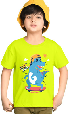 ENITOR Boys Graphic Print Cotton Blend Regular T Shirt(Multicolor, Pack of 1)