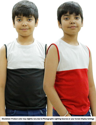 CHOMMBOOKA TRENDING Boys Colorblock Pure Cotton Regular T Shirt(Grey, Pack of 2)