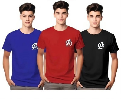 FTC FASHIONS Boys Printed Polyester Regular T Shirt(Multicolor, Pack of 3)