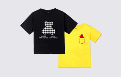 AALEKH Baby Boys & Baby Girls Printed Pure Cotton Regular T Shirt(Yellow, Pack of 2)