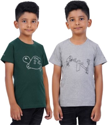 AIR GARB Baby Boys Printed Cotton Blend Regular T Shirt(Green, Pack of 2)