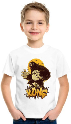 Shubham designer gallery Boys Printed Polyester Regular T Shirt(White, Pack of 1)