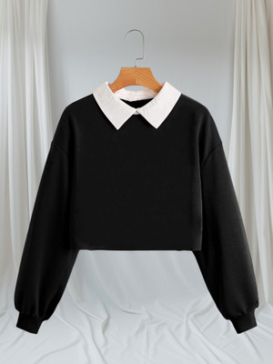 TOPTUDE Girls Solid Polycotton Oversized T Shirt(Black, Pack of 1)