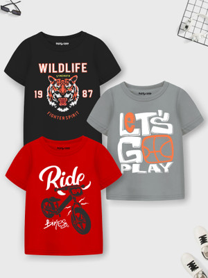 Flipkart  - Miss & Chief Boys Printed Pure Cotton Regular T Shirt(Multicolor, Pack of 3)