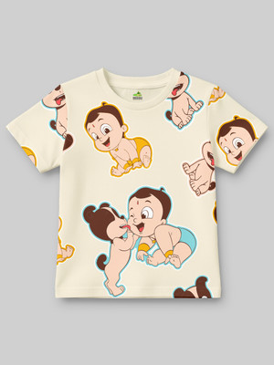 CHHOTA BHEEM Boys Cartoon Cotton Blend Regular T Shirt(Multicolor, Pack of 1)