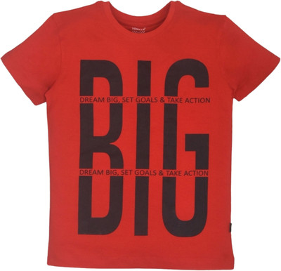 YOUMAA FAB Boys Printed Pure Cotton Regular T Shirt(Red, Pack of 1)