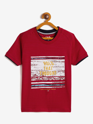 DUKE Boys Printed Cotton Blend Slim T Shirt(Red, Pack of 1)