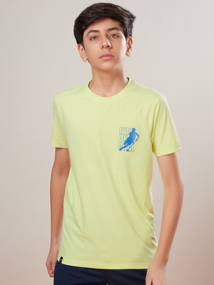 TECHNOSPORT Boys Printed Polyester Slim T Shirt(Light Green, Pack of 1)