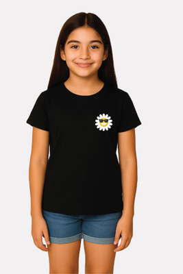 Zuniors-SSC Girls Printed Polycotton Regular T Shirt(Black, Pack of 1)