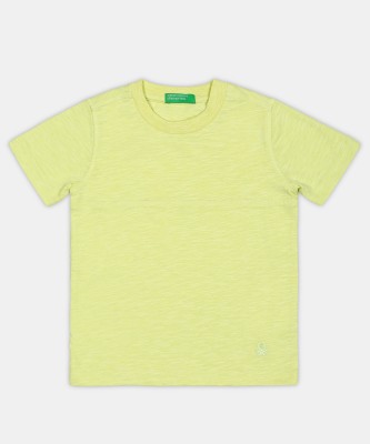 United Colors of Benetton Baby Boys Solid Pure Cotton T Shirt(Green, Pack of 1)