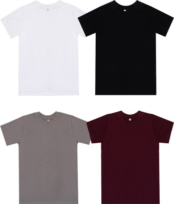 chenchu Baby Boys & Baby Girls Solid Pure Cotton Regular T Shirt(Multicolor, Pack of 4)