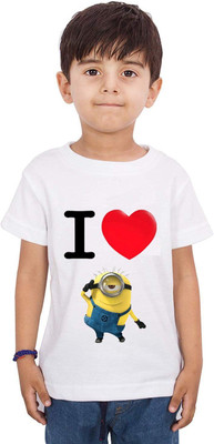 THEYOUNGESTTEE Boys Graphic Print Cotton Blend Regular T Shirt(White, Pack of 1)