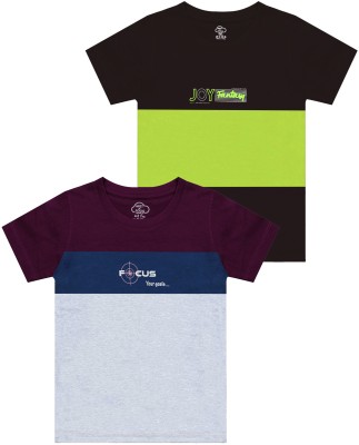 MIST N FOGG Boys Colorblock Cotton Blend T Shirt(Multicolor, Pack of 2)