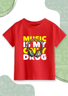 RUNSTARS Boys Graphic Print Cotton Blend Regular T Shirt(Red, Pack of 1)