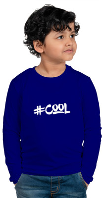 CHOMMBOOKA TRENDING Boys Typography Cotton Blend Regular T Shirt(Blue, Pack of 1)