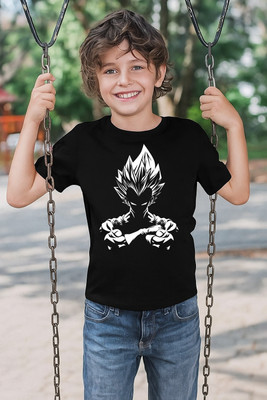 Moldify Boys & Girls Graphic Print Pure Cotton Regular T Shirt(Black, Pack of 1)