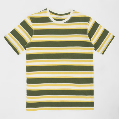Pantaloons Junior Boys Striped Cotton Blend Regular T Shirt(Green, Pack of 1)