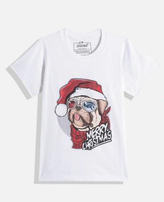 CHOMBOOKA Boys Graphic Print Polyester Oversized T Shirt(White, Pack of 1)