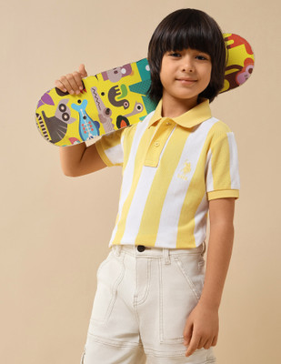 U.S. POLO ASSN. Boys Colorblock Pure Cotton Regular T Shirt(Yellow, Pack of 1)