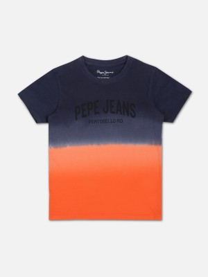 Pepe Jeans Boys Graphic Print Pure Cotton T Shirt(Orange, Pack of 1)