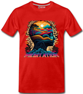 Print My Fashion Boys Printed Cotton Blend Regular T Shirt(Red, Pack of 1)