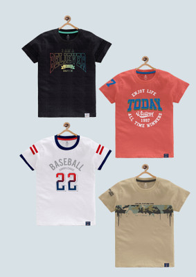 Codez Boys Printed Cotton Blend Regular T Shirt(Multicolor, Pack of 4)