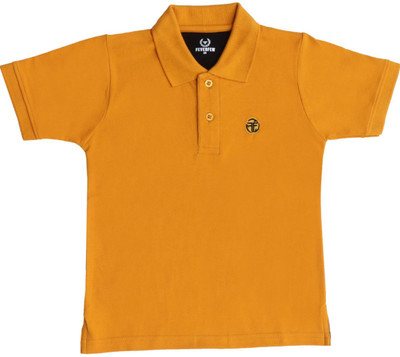 HouseOfCommon Boys Solid Cotton Blend Regular T Shirt(Gold, Pack of 1)