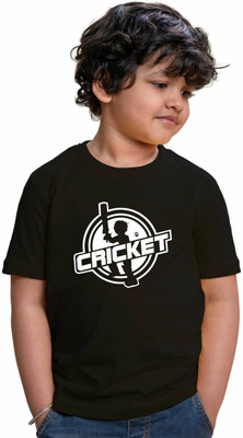 CHOMMBOOKA Boys & Girls Typography, Printed Pure Cotton Regular T Shirt(Black, Pack of 1)