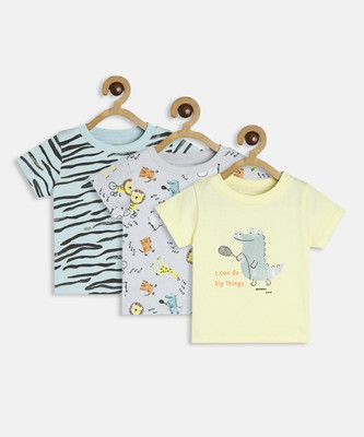MINI KLUB Baby Boys Printed Pure Cotton Regular T Shirt(Multicolor, Pack of 3)