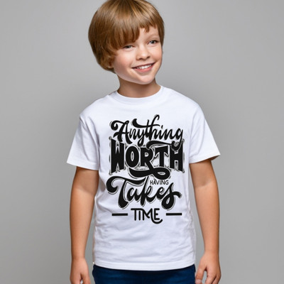 RKGPOINT Boys Printed Cotton Blend Regular T Shirt(White, Pack of 1)