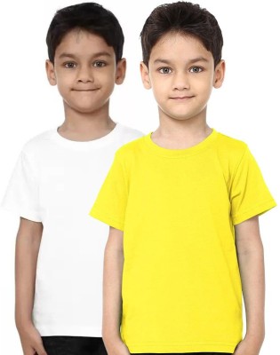 ZOOTEEFASHION Boys Solid Pure Cotton T Shirt(Yellow, Pack of 1)