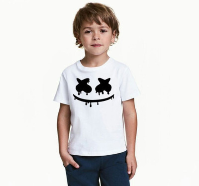 THEVENUS Boys & Girls Printed Polyester Regular T Shirt(White, Pack of 1)