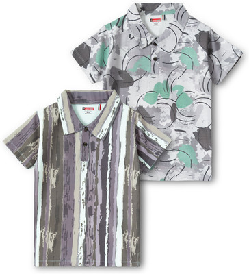 JACKBOY Boys Graphic Print Polycotton Regular T Shirt(Green, Pack of 2)