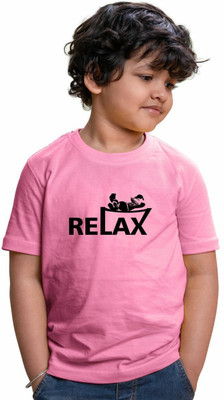 CHOMMBOOKA TREND Boys Printed Pure Cotton Regular T Shirt(Pink, Pack of 1)