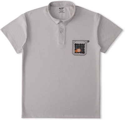 EN3 Boys Printed Pure Cotton Regular T Shirt(Grey, Pack of 1)