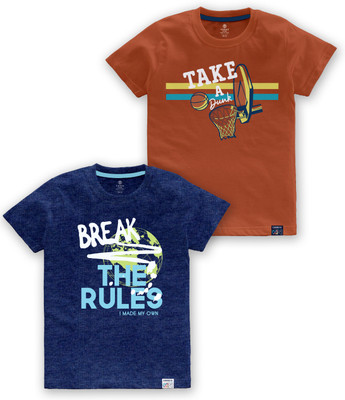 Codez Boys Printed Cotton Blend Regular T Shirt(Multicolor, Pack of 1)