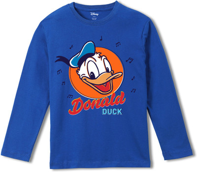DISNEY BY MISS & CHIEF Boys Graphic Print Pure Cotton Regular T Shirt(Blue, Pack of 1)