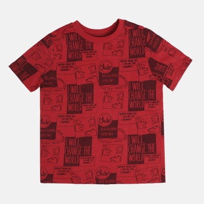 MINI KLUB Boys Solid Cotton Blend Regular T Shirt(Red, Pack of 1)