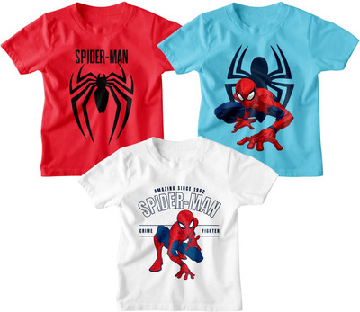YK Marvel Boys Printed Cotton Blend Regular T Shirt(Multicolor, Pack of 3)