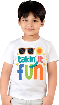 ORAITEES Boys & Girls Solid, Printed Pure Cotton Regular T Shirt(White, Pack of 1)