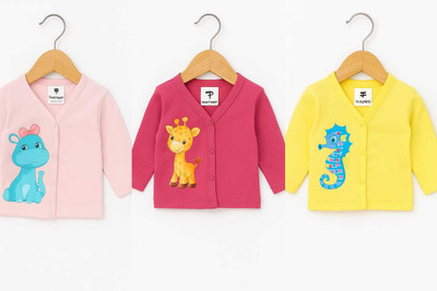 Rex Rabbit Baby Boys & Baby Girls Self Design Pure Cotton Regular T Shirt(Pink, Yellow, Pack of 3)