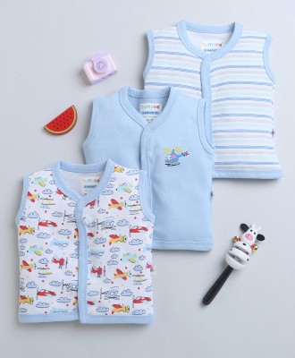 BUMZEE Vest For Baby Boys Pure Cotton(Light Blue, Pack of 3)