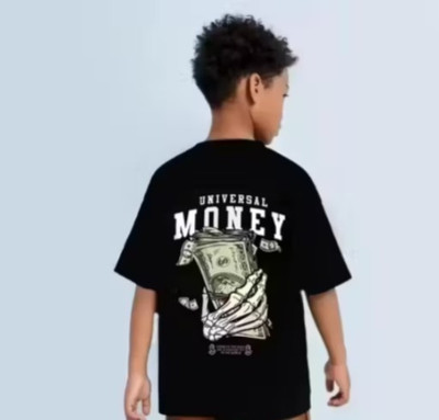 FASHIONTRENDY Boys Printed Cotton Blend Oversized T Shirt(Black, Pack of 1)