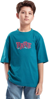 Rare Ones Boys Printed Cotton Blend Oversized T Shirt(Blue, Pack of 1)