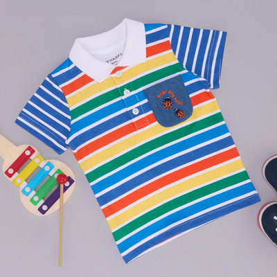 Pantaloons Baby Baby Boys Printed Cotton Blend Regular T Shirt(Pink, Pack of 1)