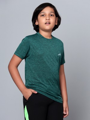 VECTOR X Boys Solid Polyester T Shirt(Green, Pack of 1)