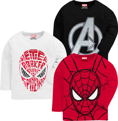 MARVEL BY MISS & CHIEF Boys Printed Cotton Blend Regular T Shirt(Multicolor, Pack of 3)