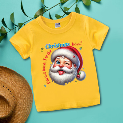 MOMS DESIRE Baby Boys & Baby Girls Self Design Cotton Blend Regular T Shirt(Yellow, Pack of 1)