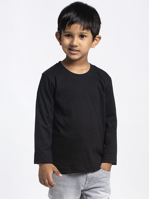 FRISKERS Baby Boys Solid Cotton Blend Regular T Shirt(Black, Pack of 1)
