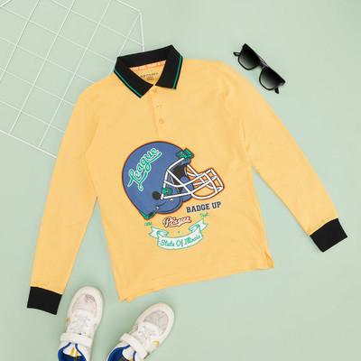 Pantaloons Junior Boys Solid Cotton Blend Regular T Shirt(Yellow, Pack of 1)